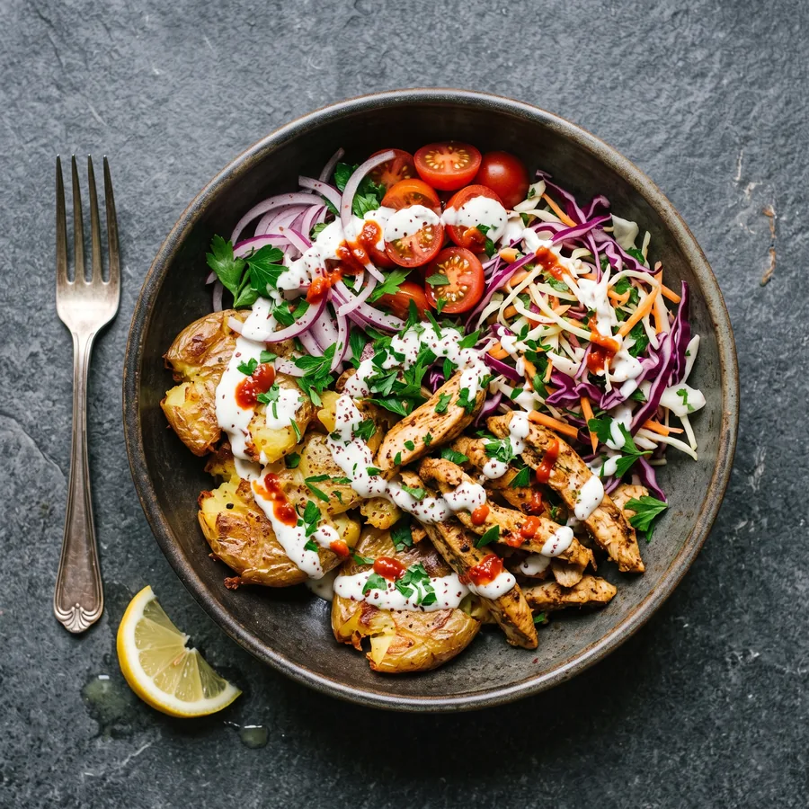 Döner-Kartoffel-Salat-Bowl