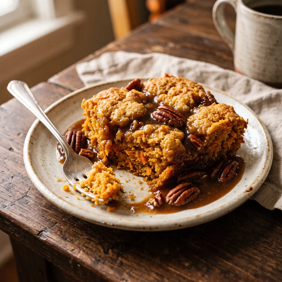 Karottenkuchen-Cobbler mit Pekannuss-Sauce