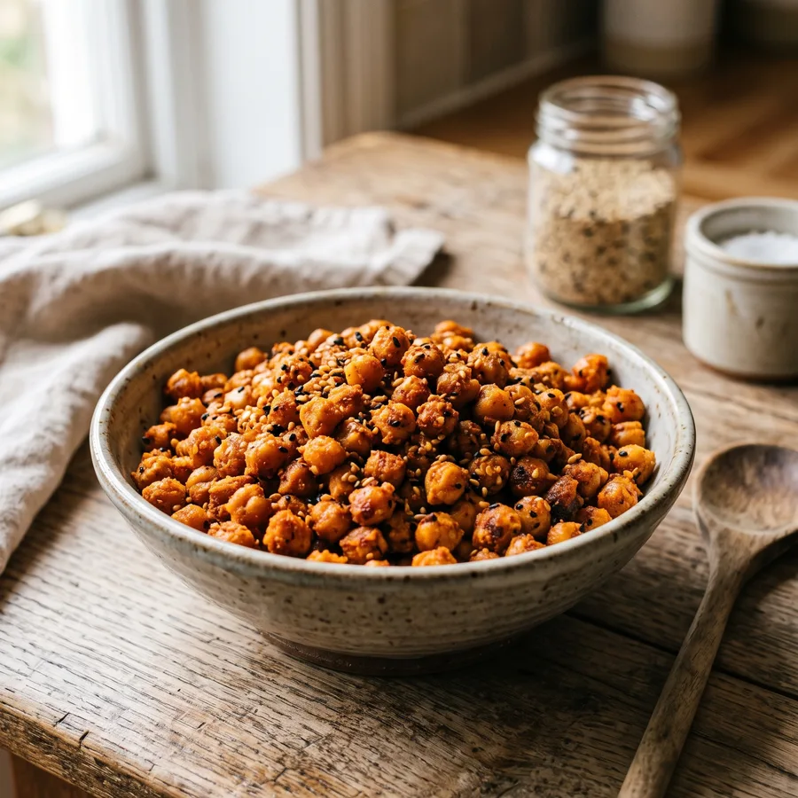 Knusprige Tahini-Kichererbsen